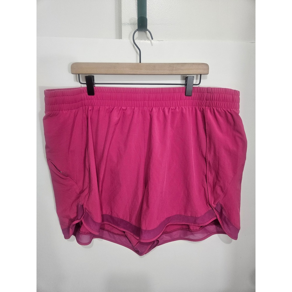 Athleta Mesh Racer Run 4" Shorts Pink Womens 2X Activewear Running Workout